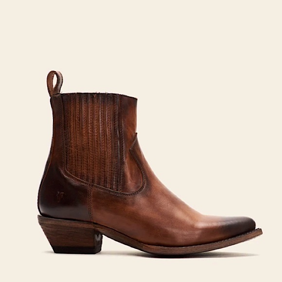 Frye Sacha Chelsea Cognac Leather Ankle Booties - Picture 8 of 16